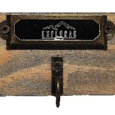 Vintage brushed steel wall key holder with 3 hooks