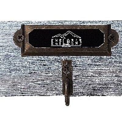 Vintage wall-mounted key holder in steel color with 5 hooks