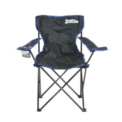 juste être... Chaise de camping noire avec bordure bleue