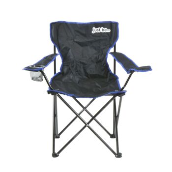 juste être... Chaise de camping noire avec bordure bleue 1