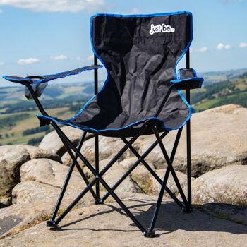 juste être... Chaise de camping noire avec bordure bleue 6