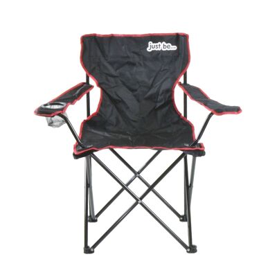 juste être... Chaise de camping noire avec bordure rouge