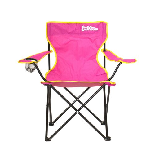 just be... Camping Chair Dark Pink with Yellow Trim