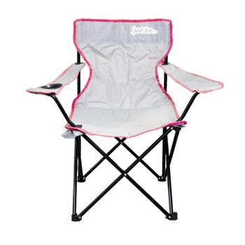 juste être... Chaise de camping grise avec bordure rose 1