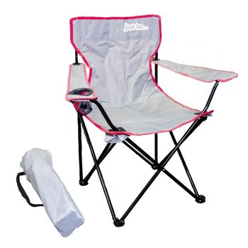 juste être... Chaise de camping grise avec bordure rose 5