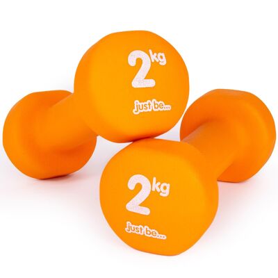 just be... - Two Orange Dumbbells - 2kg (2 dumbbells per order)