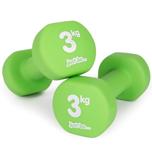 just be... - Two Green Dumbbells - 3kg (2 dumbbells per order)