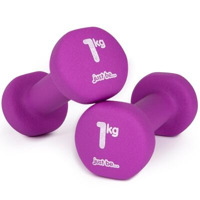 just be... - Two Purple Dumbbells - 1kg (2 dumbbells per order)