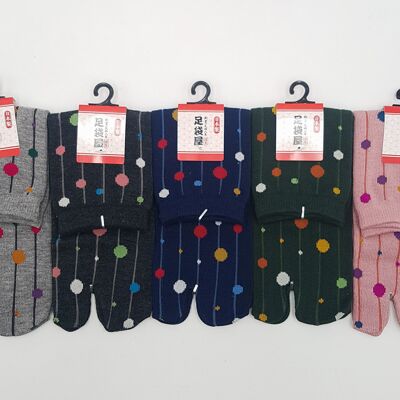 Chaussettes tabi japonaises Bulles Multicolores, fabriquées au Japon FR 34-40