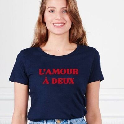 Camiseta mujer L'amour à deux (efecto terciopelo) - Regalo Día de la Madre
