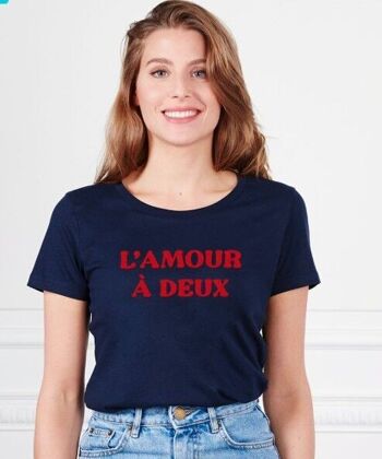 T-shirt femme L'amour à deux (effet velours) - Cadeau Fête des Mères