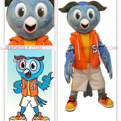 Owl REDBROKOLY mascot dressed in sportswear