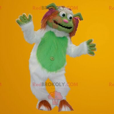 White and green yeti REDBROKOLY mascot all hairy