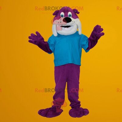 Purple and white bulldog dog REDBROKOLY mascot