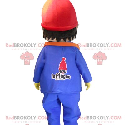 REDBROKOLY mascot cute little boy dressed in winter clothes