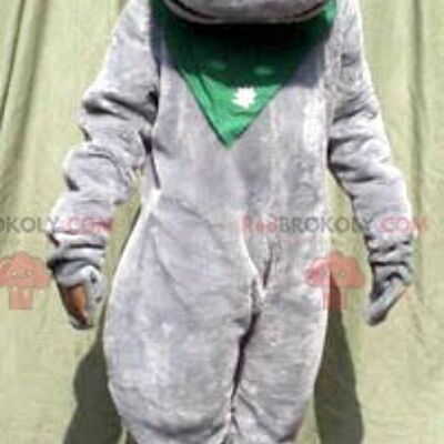 Cute gray hippopotamus REDBROKOLY mascot