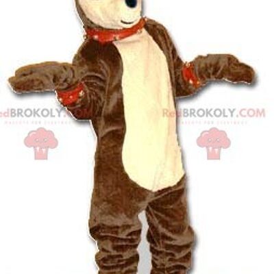 Brown and beige Christmas reindeer REDBROKOLY mascot