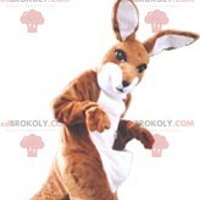 Brown and white kangaroo REDBROKOLY mascot