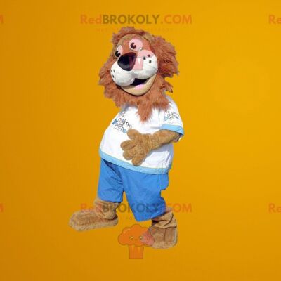 Brown and white tiger REDBROKOLY mascot