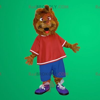 Brown lion tiger REDBROKOLY mascot