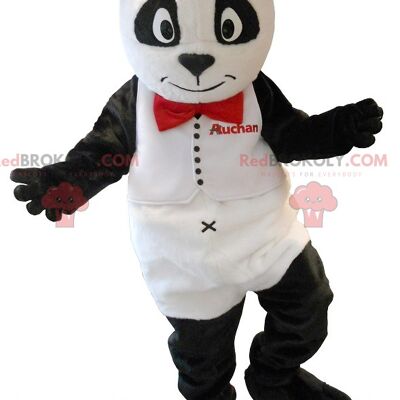 Pretty black and white panda REDBROKOLY mascot