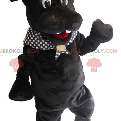 Big black hippo REDBROKOLY mascot