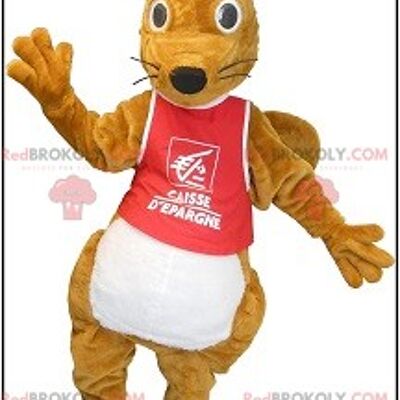 Plump and cute brown squirrel REDBROKOLY mascot
