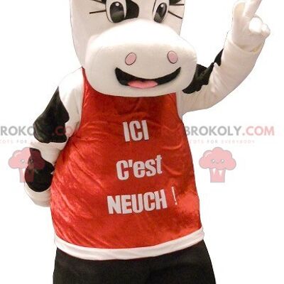 REDBROKOLY mascot pretty black and white cow