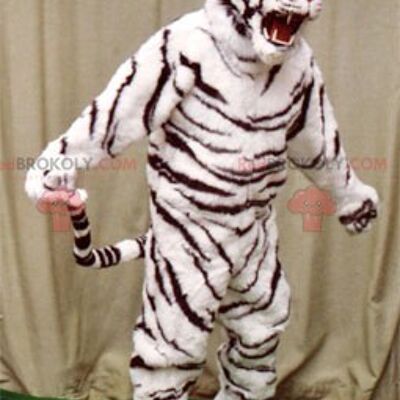 White and black tiger REDBROKOLY mascot