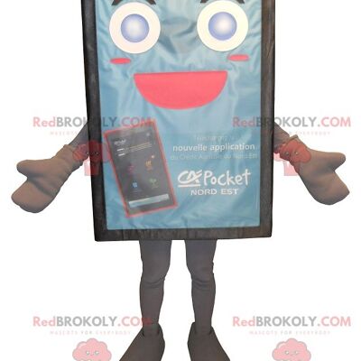 Blue and cute advertising billboard REDBROKOLY mascot