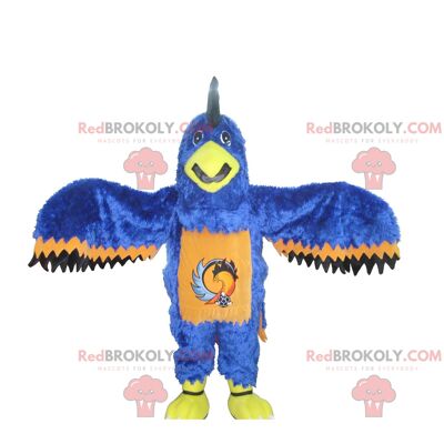 Blue orange and black eagle REDBROKOLY mascot