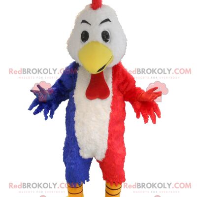 Giant rooster REDBROKOLY mascot in the colors of France