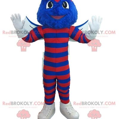 Blue wasp REDBROKOLY mascot striped with red