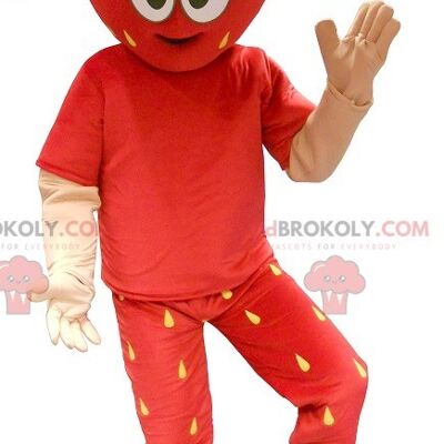 Red and yellow giant strawberry REDBROKOLY mascot