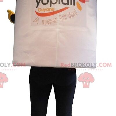Giant white yogurt pot REDBROKOLY mascot
