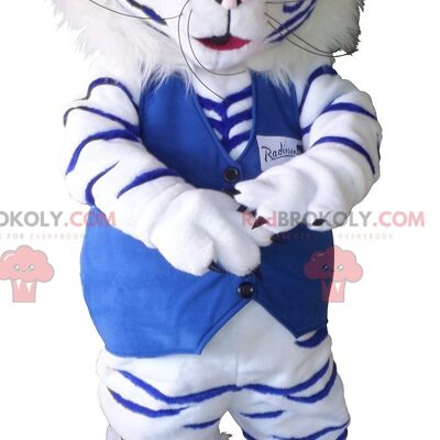 White and blue tiger REDBROKOLY mascot
