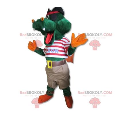 REDBROKOLY mascot cute crocodile dressed in pirate costume