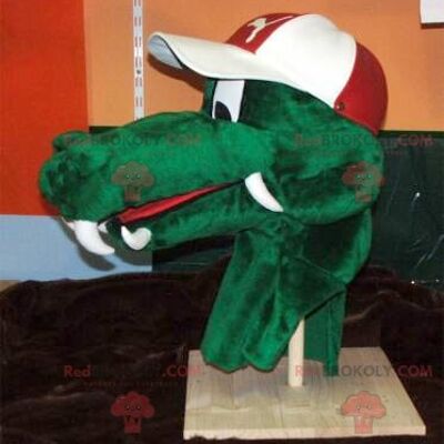 Green crocodile head REDBROKOLY mascot