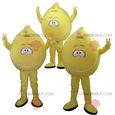 Lot of 3 REDBROKOLY mascots of yellow lemons