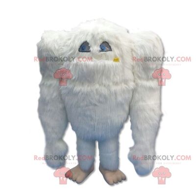 Big hairy white yeti REDBROKOLY mascot