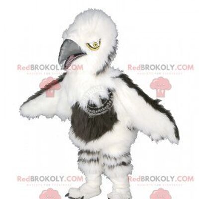 Hairy white and brown vulture REDBROKOLY mascot