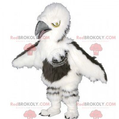 Hairy white and brown vulture REDBROKOLY mascot