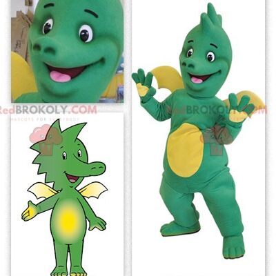 Baby green and yellow dragon REDBROKOLY mascot