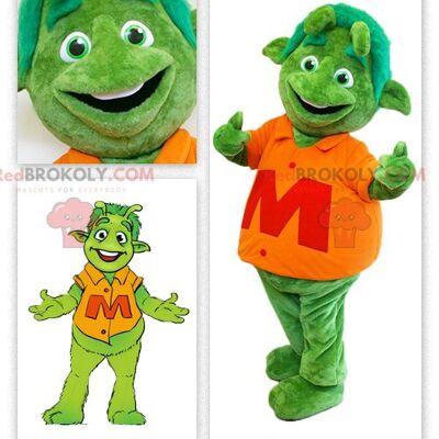 Green alien martian REDBROKOLY mascot