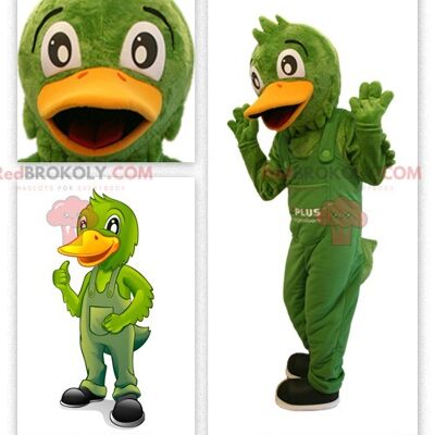 Green duck REDBROKOLY mascot overalls