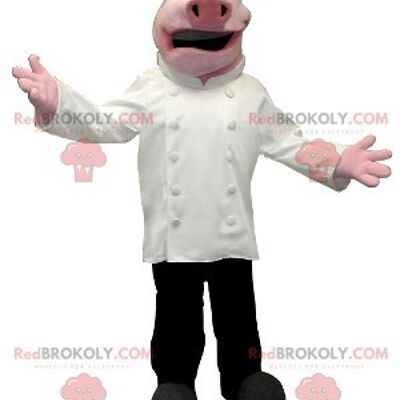 Pig REDBROKOLY mascot dressed as a chef