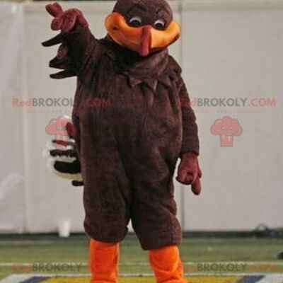 Brown and orange bird REDBROKOLY mascot
