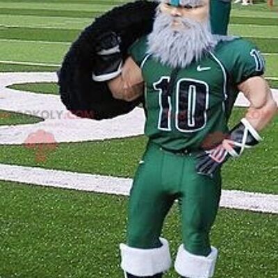 Bearded Viking REDBROKOLY mascot dressed in sportswear