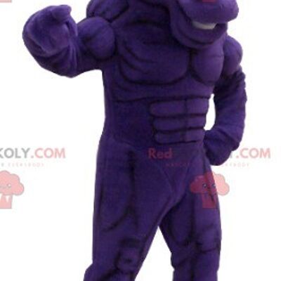 Very muscular purple horse REDBROKOLY mascot