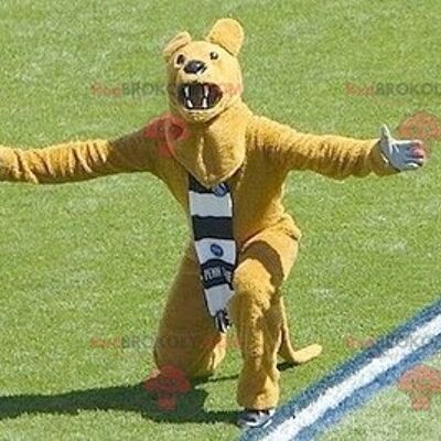 Roaring yellow bear REDBROKOLY mascot